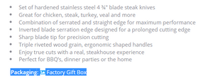 L0078 - Rustler steak knife set - 4pc $19.58 ( price includes a laser logo ) minimum 50