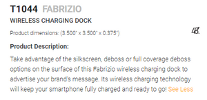 T1044 - Fabrizio wireless charging dock $29.00 ( price includes a debossed logo ) minimum 25