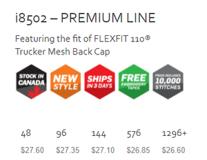 i8502 - Cap America Premier Line Flexfit mesh cap $27.35 - promotional products - ( price includes a 10,000 stitch embroidered logo) minimum 48